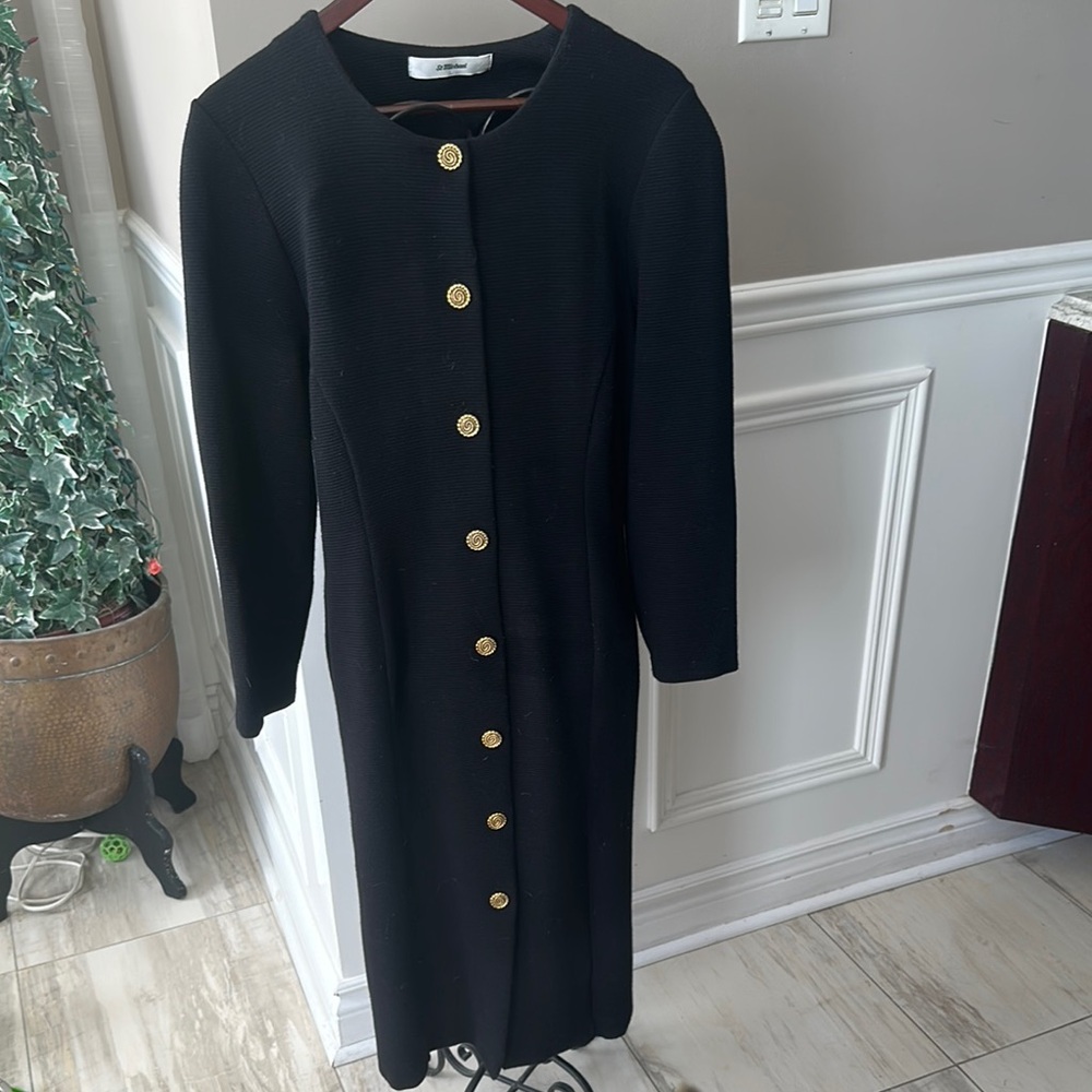Elegant Black Dress with Gold Buttons- montage